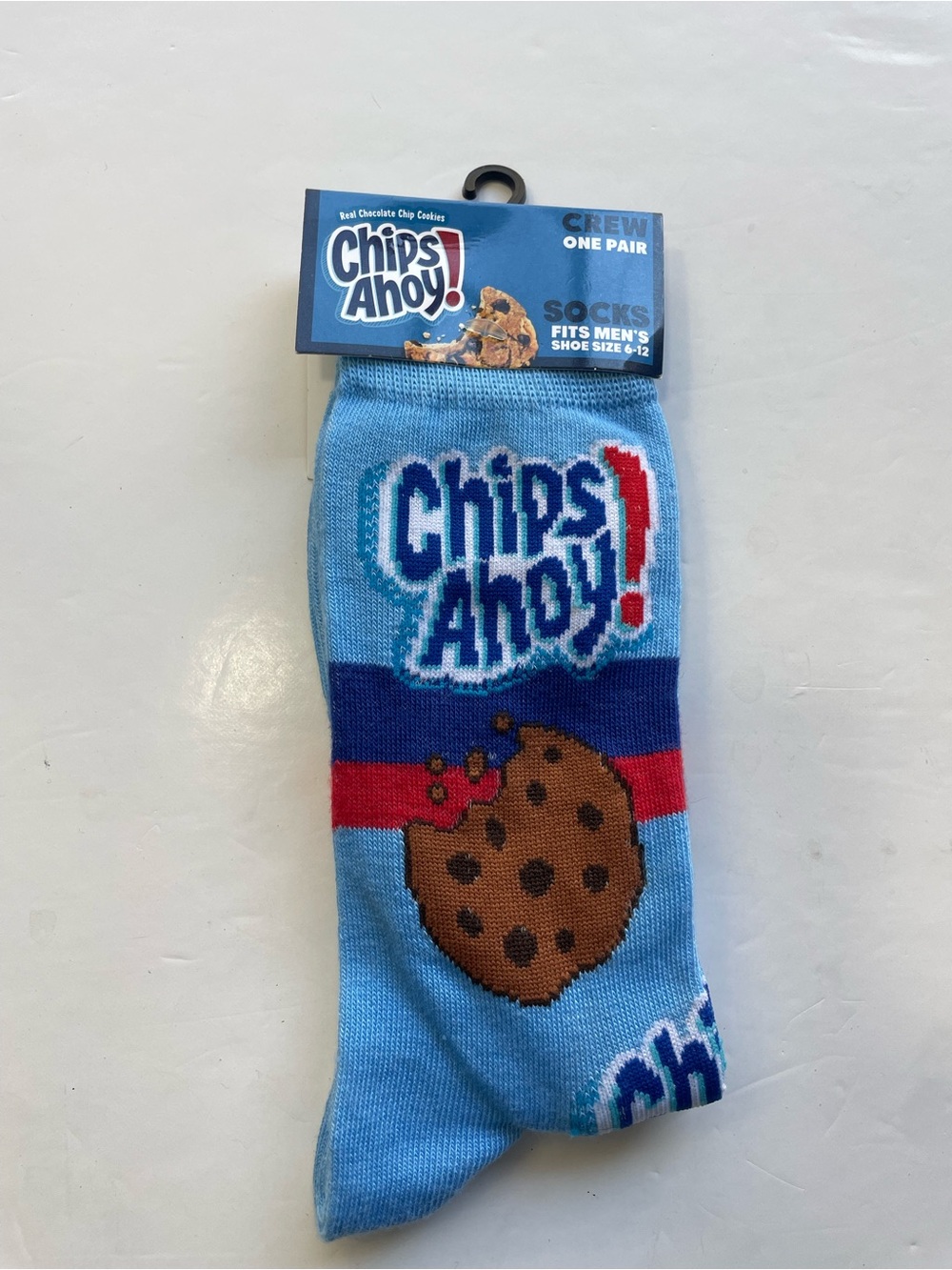 Chips Ahoy! Men's Crew Socks - Blue Cookie Graphic - Size 6-12